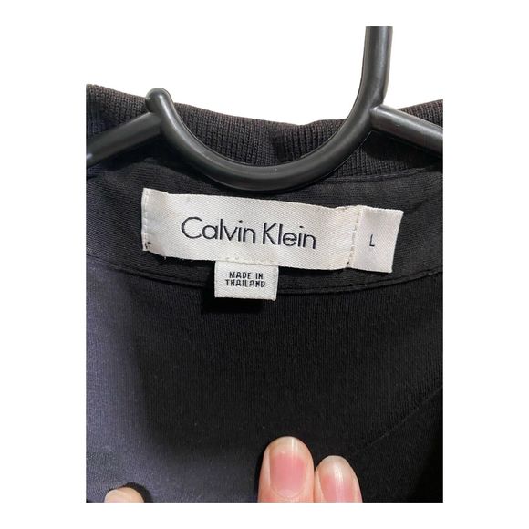 CALVIN KLEIN 1/4 Zip Up Collar Black Pullover Long Sleeve Shirt Men's Size Large - Picture 3 of 6